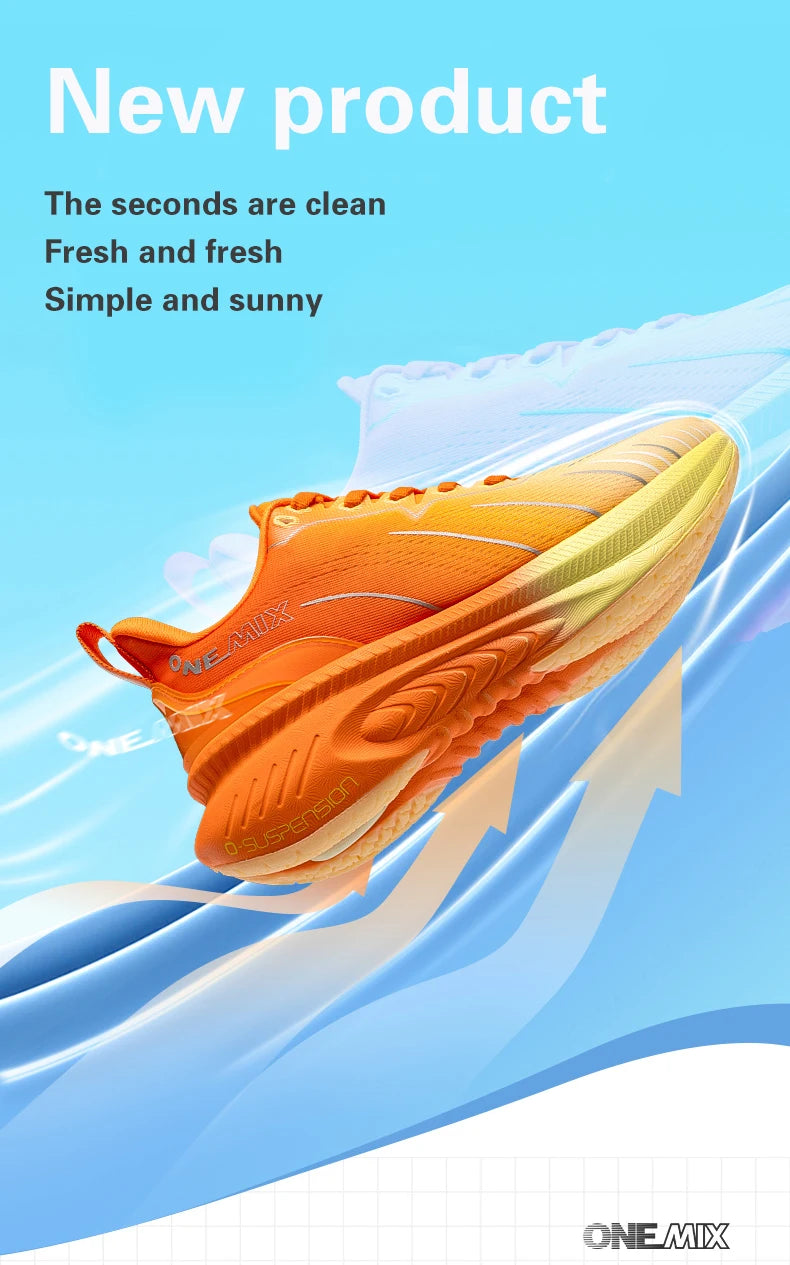ONEMIX Nieuwe hardloopschoenen met demping voor heren, geschikt voor intensieve hardlopers, met veters, sportschoenen voor dames, antislip, outdoor, atletische herensneakers