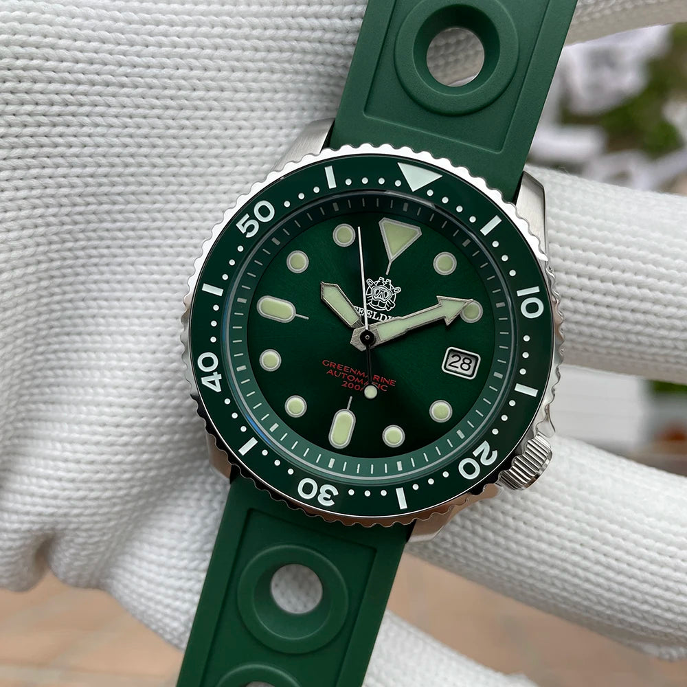 Mechanical Watch for Men STEELDIVE SD1973 Japan NH35 Automatic Movement Ceramic Bezel 200M Waterproof Classic Dive Small Abalone