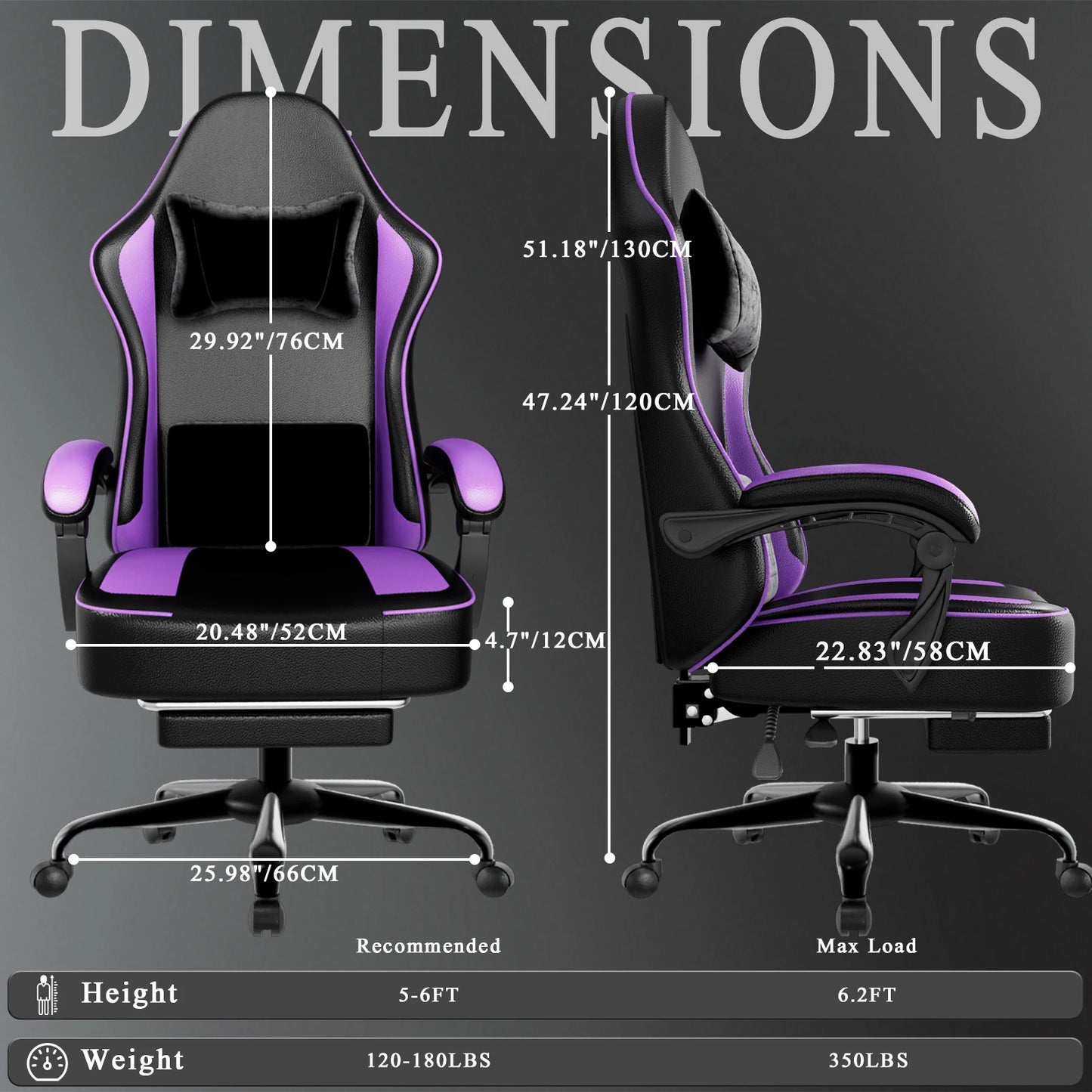 Ergonomic Gaming Chair with Footrest, Pocket Spring Cushion Computer Chair, PU Leather Reclining Gaming Chair for Adults, Adjustable Office Chair