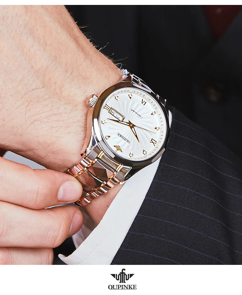 OUPINKE 3169 Japan Movement Men's Watch Classic Luxury Men's Watches Tungsten Steel Strap Man Wristwatch