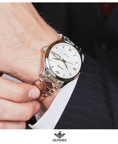 OUPINKE 3169 Japan Movement Men's Watch Classic Luxury Men's Watches Tungsten Steel Strap Man Wristwatch