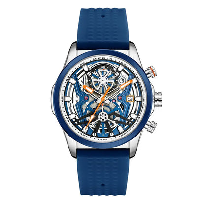 MEGIR Chronograph Quartz Watch Men Fashion Waterproof Yellow Silicone Strap Sport Wristwatch with Luminous Hands Auto Date 2235