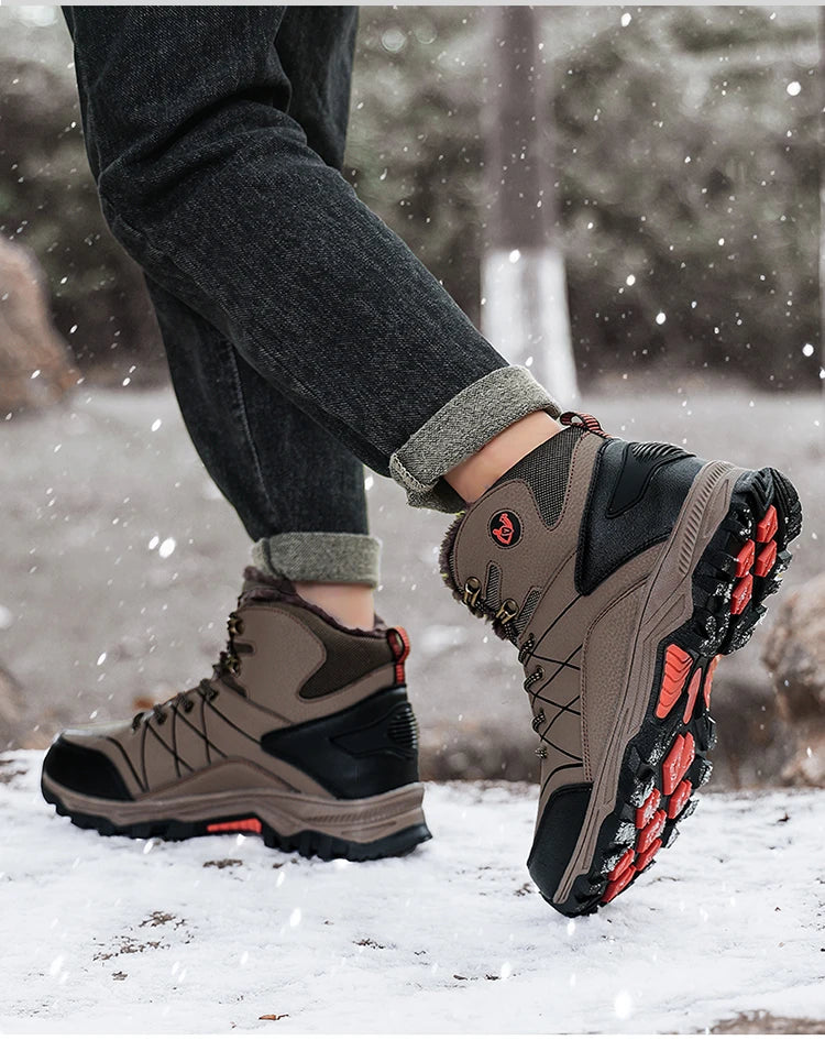 Bottes de neige chaudes en peluche pour hommes, baskets montantes d'automne, antidérapantes, résistantes à l'usure, pour l'alpinisme et la randonnée, nouvelle collection hiver
