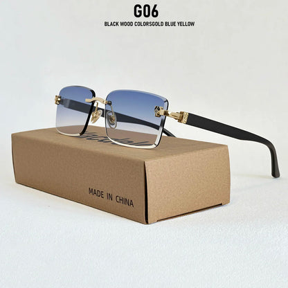 Square Sunglasses Women Luxe 2026 Rimless Sunglass Men Wooden Fashion Glasses Vintage Dropshipping Gafas De Sol Hombre Zonnebril