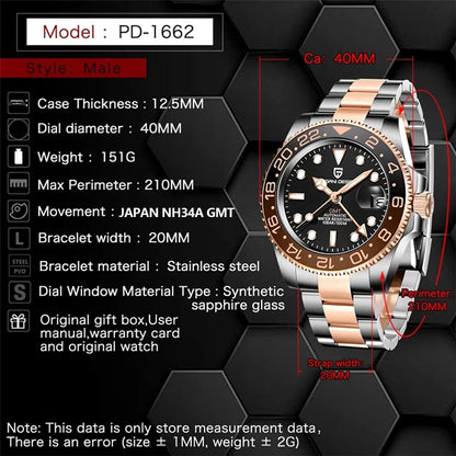 PAGANI DESIGN V3 New 40MM NH34 Original Design GMT Men Mechanical Watch AR Ceramic Bezel Sapphire Automatic Sports Watch for Men