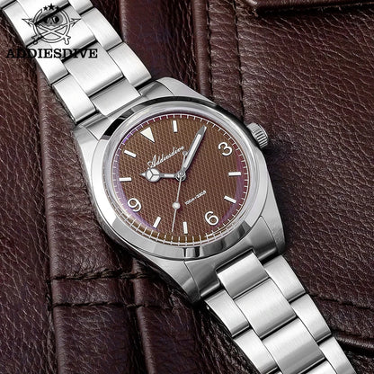 ADDIESDIVE New Men's Analog Watch Bubble Mirror Glass 100m Luminous Men's Quartz Watches with Stainless Steel Bracelet AD2096