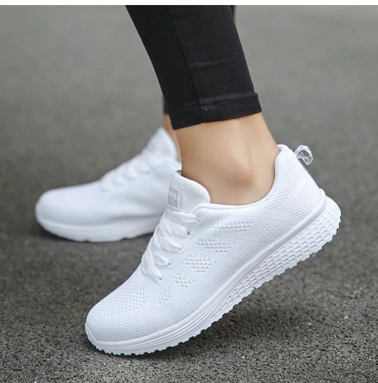 Women's Sneakers 2025 New Fashion Breathable Trainers, Comfortable Sneakers Mesh Fabric Lace-Up, Women's Tennis Shoes