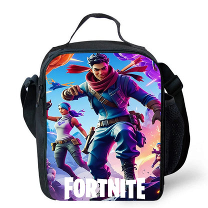 Risankasta torba za kosilo Fortnite, prenosna izolirana torba za kosilo, večkratno uporabna torba za shranjevanje hrane, primerna za otroke in študente.