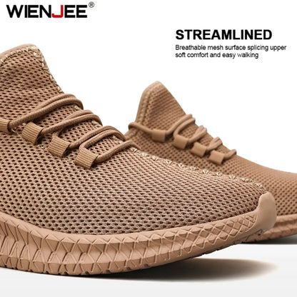 Antislip casual herensneakers, ademend, voor buiten, joggen, training, wandelen, sport, hardlopen, outdoor, geweven, gebreid, veterschoenen