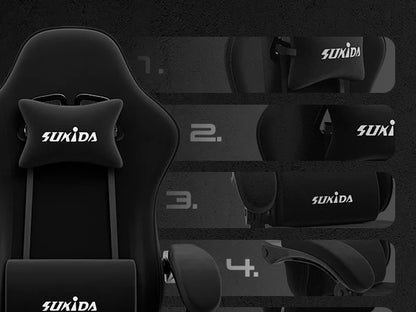 SUKIDA Gaming Chair with Footrest, Racing Chair Design PC Chair, Ergonomic Office Chair Adjustable with Lumbar Support