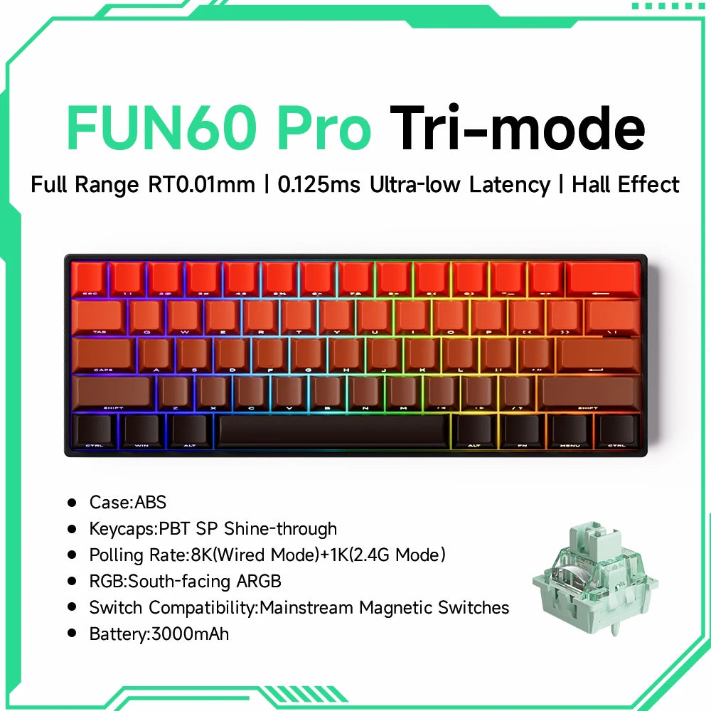 Akko MonsGeek FUN60 PRO&MAX HE Machanical Keyboard Magnetic Switch 60%  Gaming Keyboard Rapid Trigger 8K Custom Keyboard