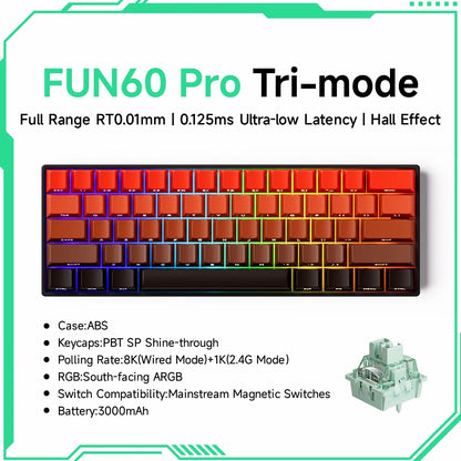 Akko MonsGeek FUN60 PRO&MAX HE Machanical Keyboard Magnetic Switch 60%  Gaming Keyboard Rapid Trigger 8K Custom Keyboard