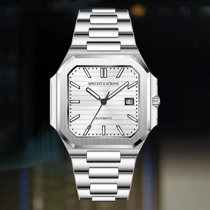 2025 Specht & Söhne Men's Classic Cubic Automatic Mechanical Watch 50M Waterproof Luminous Sapphire Crystal Reloj Hombre 41MM