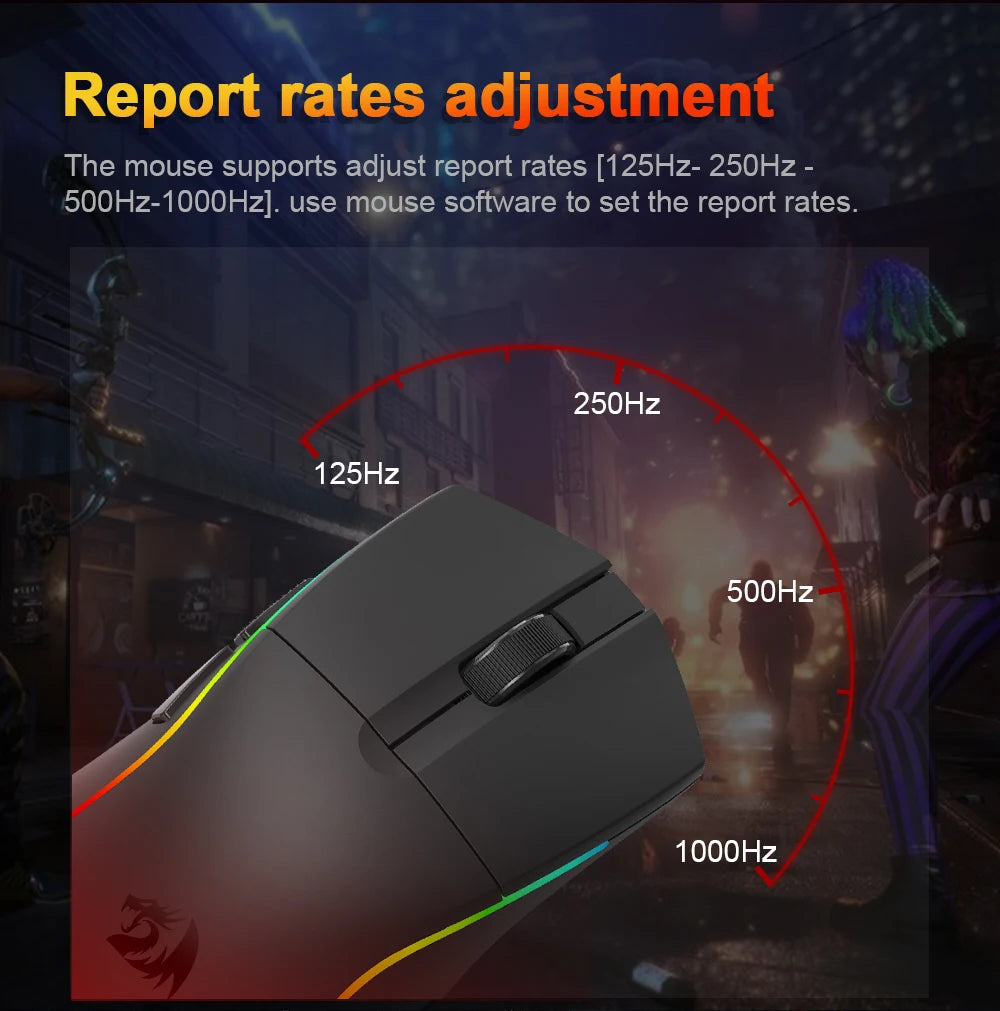 Mouse gaming REDRAGON DEICIDE M816 PRO RGB USB cu suport Bluetooth 2.4G wireless, 26000 DPI, 6 butoane pentru gameri, mouse cu fir pentru computer