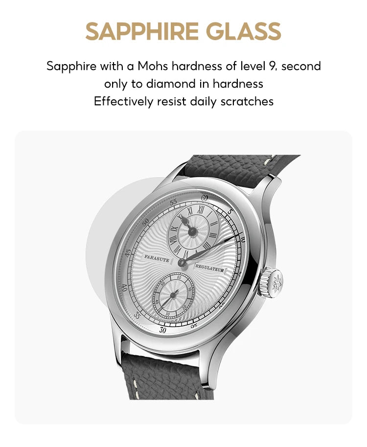 FARASUTE Manual Mechanical Men's Watch Seagull Movement Sapphire Crystal Business Waterproof Regulateur Men's Watch