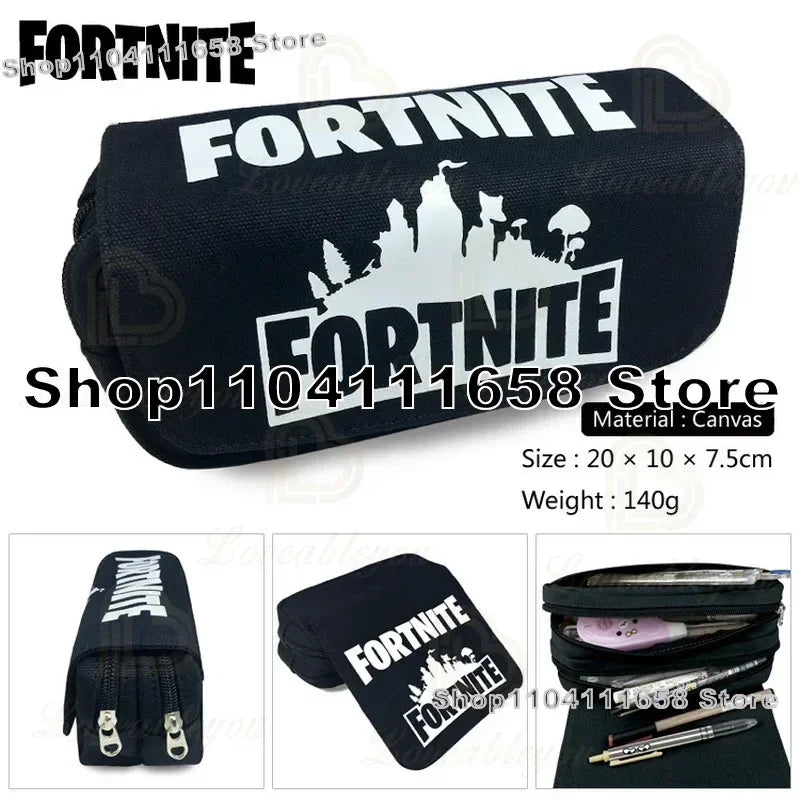 Fortnite Large Capacity Waterproof Velcro Pencil Case, Student Black Estuche Stationery School Pennenzak Supplies