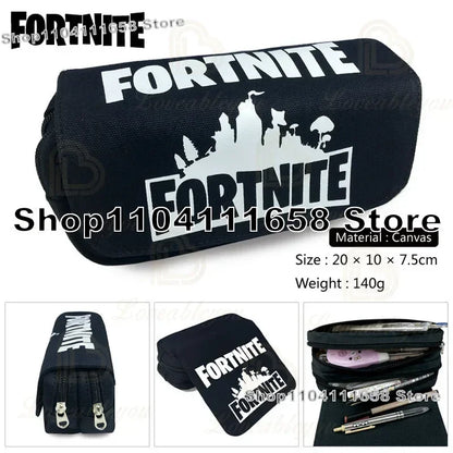Fortnite Large Capacity Waterproof Velcro Pencil Case, Student Black Estuche Stationery School Pennenzak Supplies