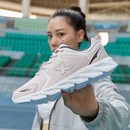 Xtep Running Shoes Non-Slip Soft Women’s Sports Shoes Leather Upper Shock Absorption Female Sneakers 879318110073