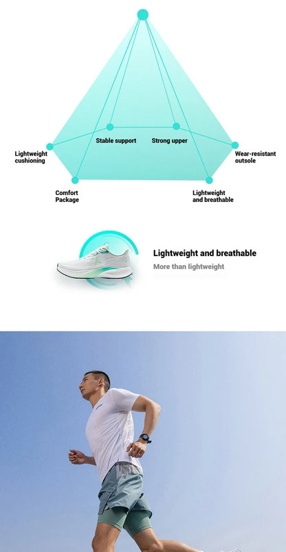 Xtep Light Wing 3 Running Shoes for Men 2025 Summer Fashion Cushion Shock Absorption Lightweight Advanced Sneakers 875219110034