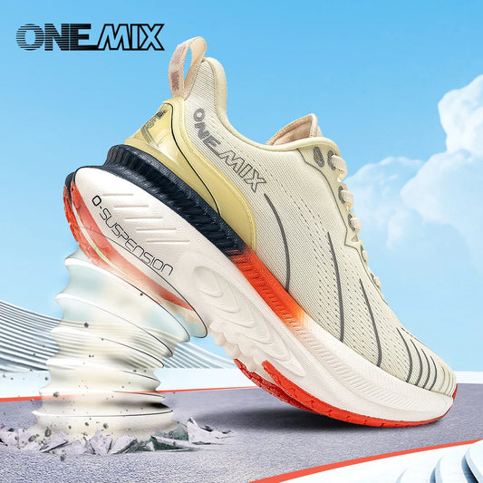 ONEMIX New Cushioning Running Shoes For Men Suitable for Heavy Runners Lace-Up Sports Women Non-slip Outdoor Athletic Male Sneakers