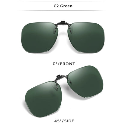 Clip On Flip Up Glasses Polarized Photochromic Sunglasses Lens Anti Glare UV400 Goggles Night Vision Yellow Driving Eyepiece