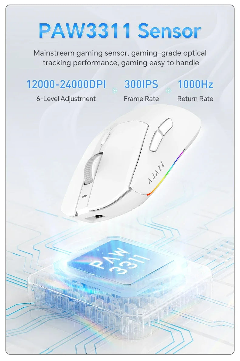 AJAZZ AJ139 V2 PRO Wireless Gaming Mouse, PAW3395/PAW3311 Sensor, 26000 DPI Bluetooth & 2.4GHz Wireless Gaming Mouse for PC, Laptop & Esports