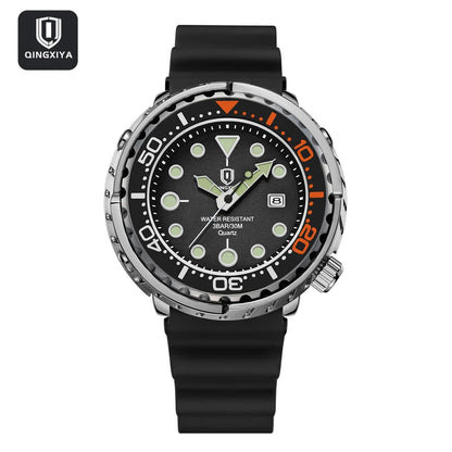 QINGXIYA Mens Watches Fashion Waterproof Luminous Date Rotating Dial High Quality Stainless Steel Luxury Brand Men Quartz Watch