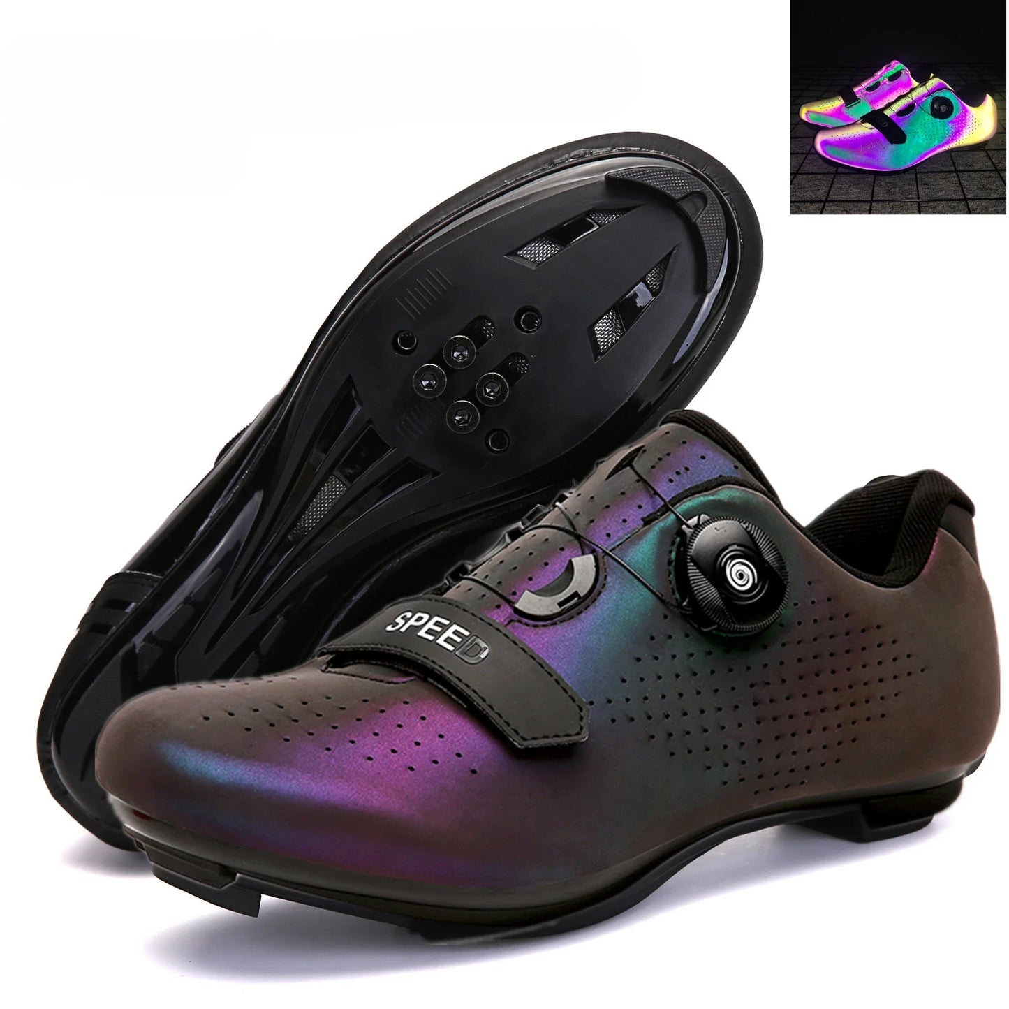 Professional New Sneakers Men Ultralight Double Buckle Cycling Shoes MTB Luminous Road Bike Shoes