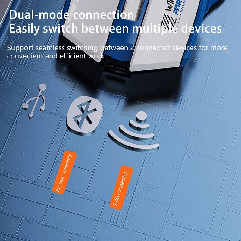 Mouse gaming wireless 2.4G USB silenzioso Dual Mode Bluetooth ricaricabile 1600DPI per PC e laptop
