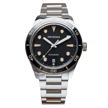 Proxima PX1697 39mm Men Watch White Enamel Dial Bubble Sapphire PT5000 SW200 Automatic Mechanical Vintage Watches 20Bar Luminous