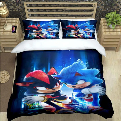 Fashion Cartoon Role Characters Print Bedding Set Sonic Duvet Cover Comforter Bed Youth Kids Girl Boys Luxury Birthday Gift