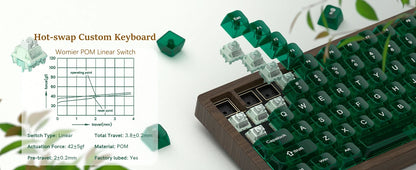 Womier WD75 QMK/VIA Wooden Gaming Keyboard 8000mAh Tri-Mode Wireless Mechanical Custom RGB Hot Swappable Keyboard