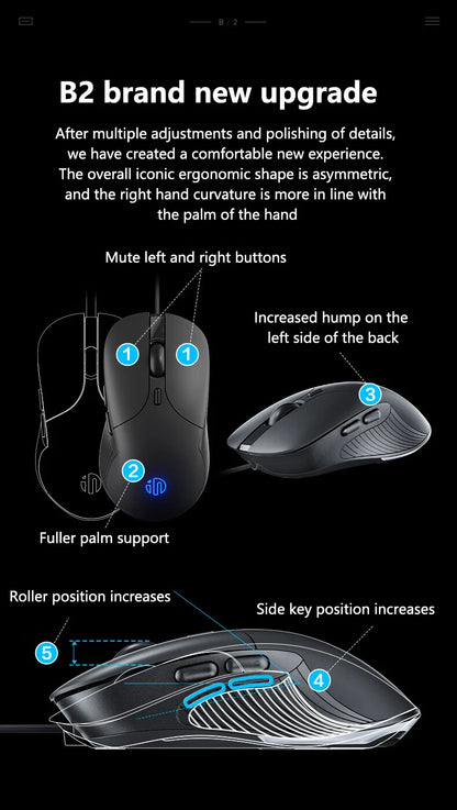 INPHIC B1 USB Wired Mouse, Silent Office Gaming Mouse for PC and Laptops