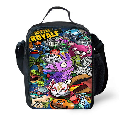 Hot Game Child School Backpack with Lunch Bags, Design-F-FortniteS Pencil Bags, School Bags for Boys Girls Best Gift
