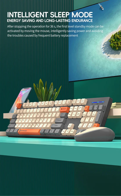 Set inalámbrico de teclado y ratón gaming de oficina NexusClick, ahorro de energía inteligente, tamaño completo, 104 teclas, 1600DPI ajustable, USB para portátil y PC