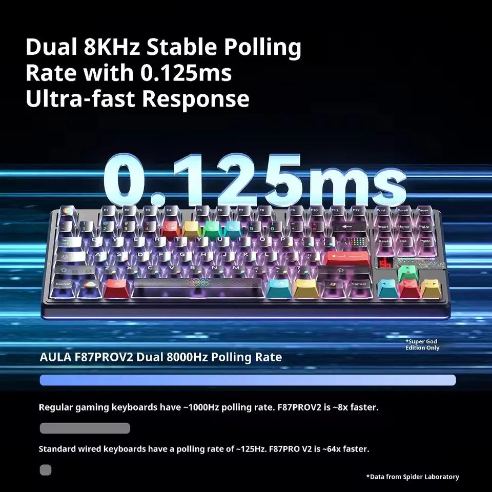 Teclado mecánico AULA F87 Pro V2 inalámbrico de 3 modos, batería de larga duración de 12000mAh, hot-swap, RGB Customi, teclado e-sports para gaming en PC