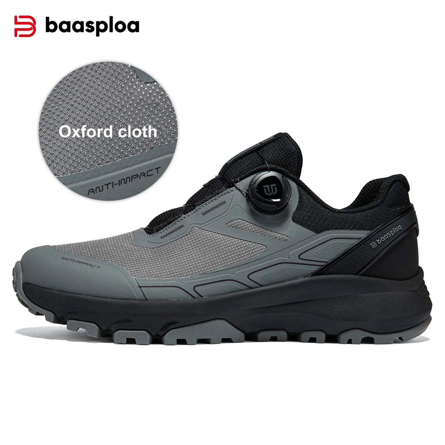 Baasploa Men Hiking Shoes Outdoor Climbing Mesh Breathable Travel Walking Shoes Male Non-Slip Wear Resistant Comfortable Sneakers