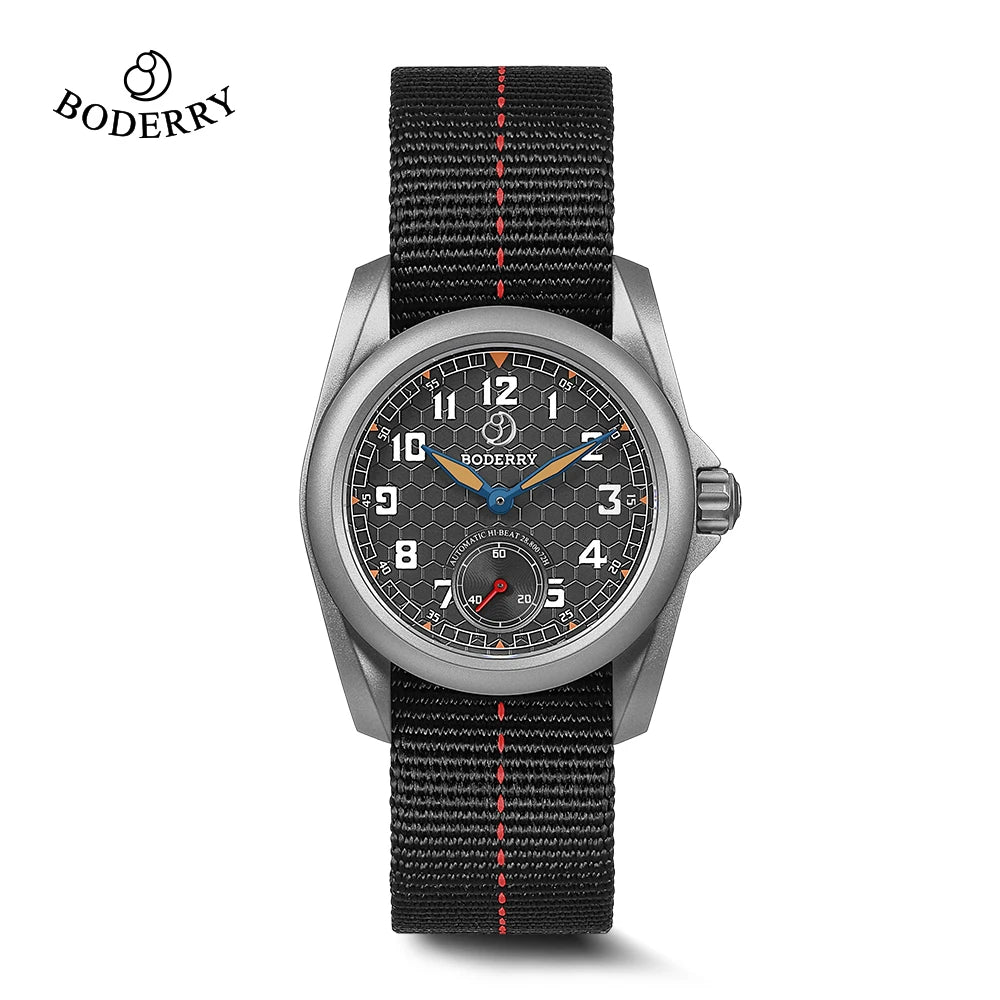 BODERRY Men's Field Watches Titanium Automatic Top Brand Wristwatch 100M Waterproof Clock Military Watch for Men