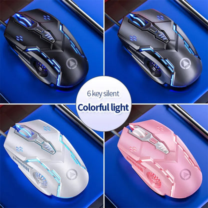 YINDIAO Ergonomic Wired Gaming Mouse RGB Mute Mouse LED Backlit 3200dpi 6 Button G5 USB Mechanical Mouse For PC Laptop Computer