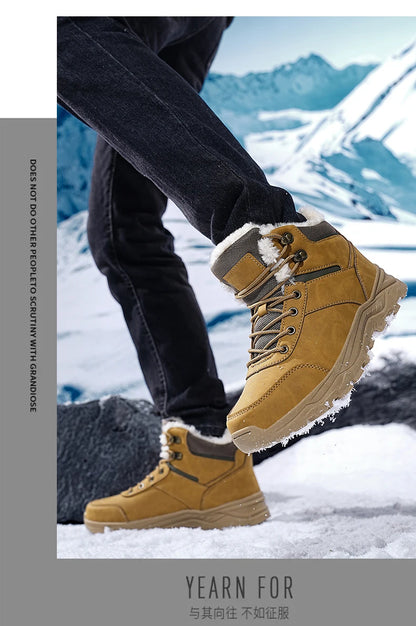 Herrenstiefel Neue Winterschuhe Warme Herrenschuhe Wasserdicht Rutschfest Plüsch-Sneaker Herren-Tennisschuhe Stiefel Herren-Sneaker Winter