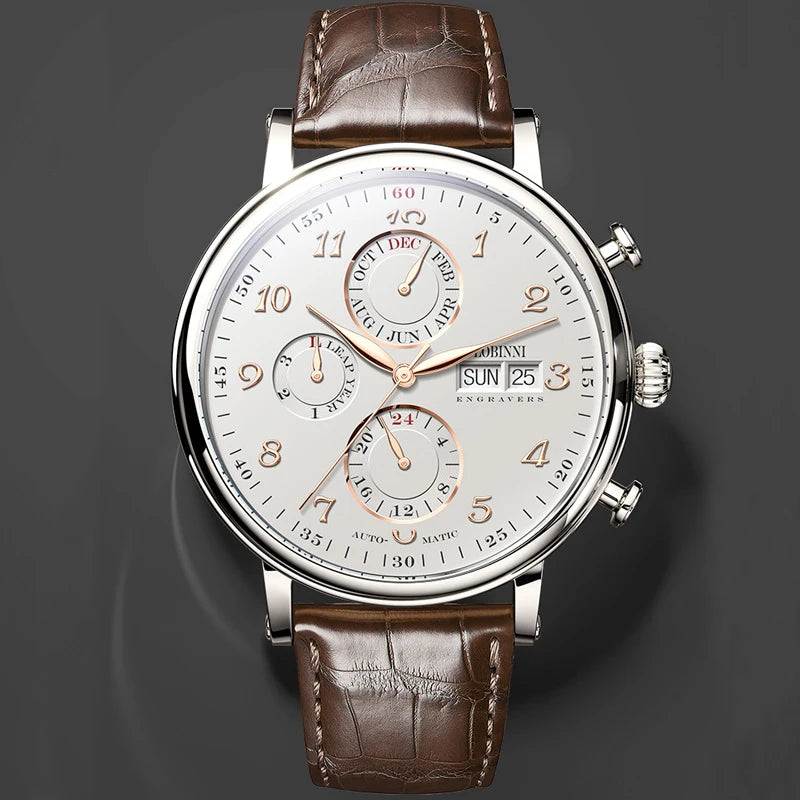 Luxury Brand Switzerland LOBINNI Perpetual Calendar Automatic Mechanical Men's Watches Sapphire Multi-function Clock L13019-8