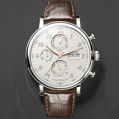 Luxury Brand Switzerland LOBINNI Perpetual Calendar Automatic Mechanical Men's Watches Sapphire Multi-function Clock L13019-8