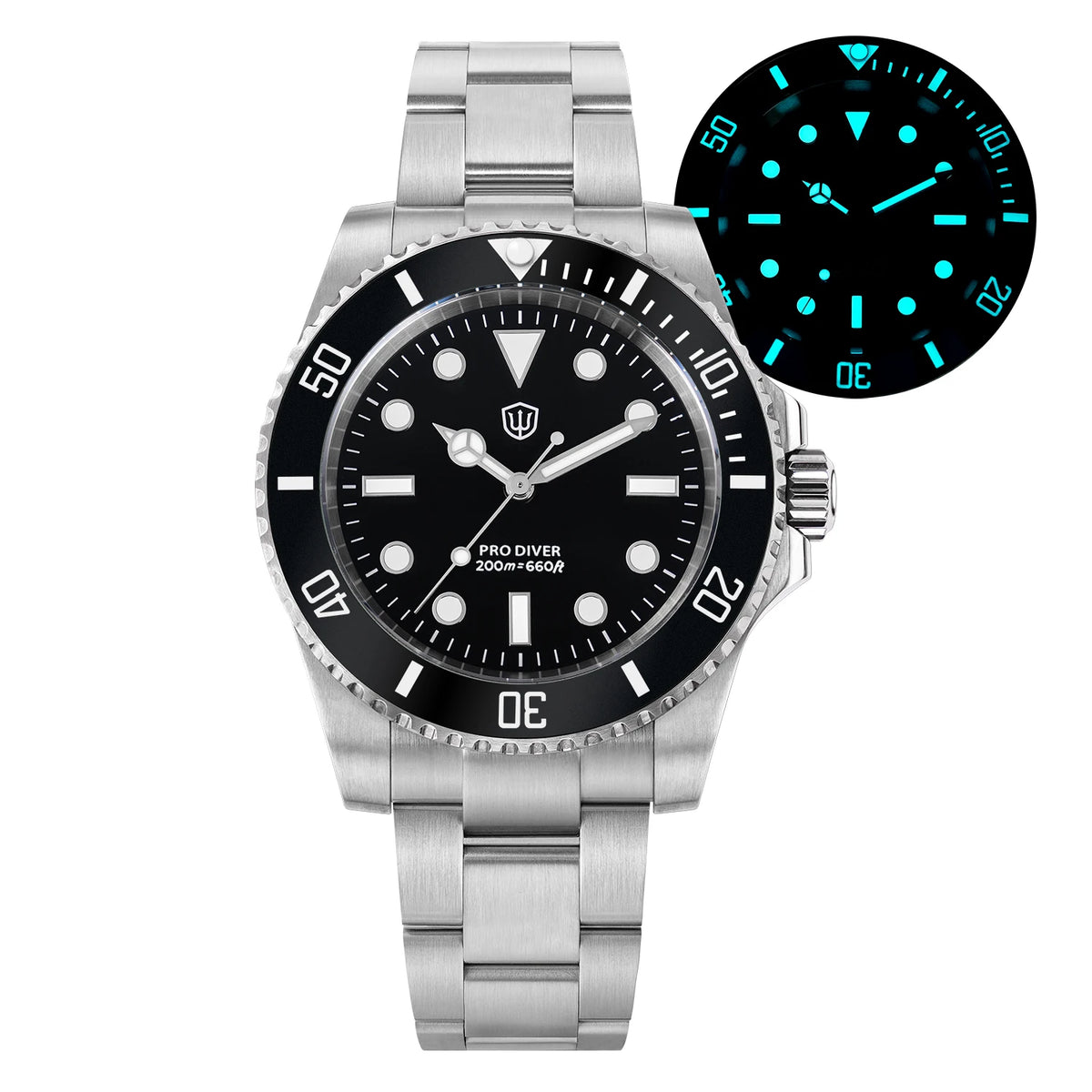 Watchdives WD1680Q V2 Green Dial Quartz Watches VH31 Sweep Second Movement Sapphire 200M Waterproof Stainless Steel Wristwatch