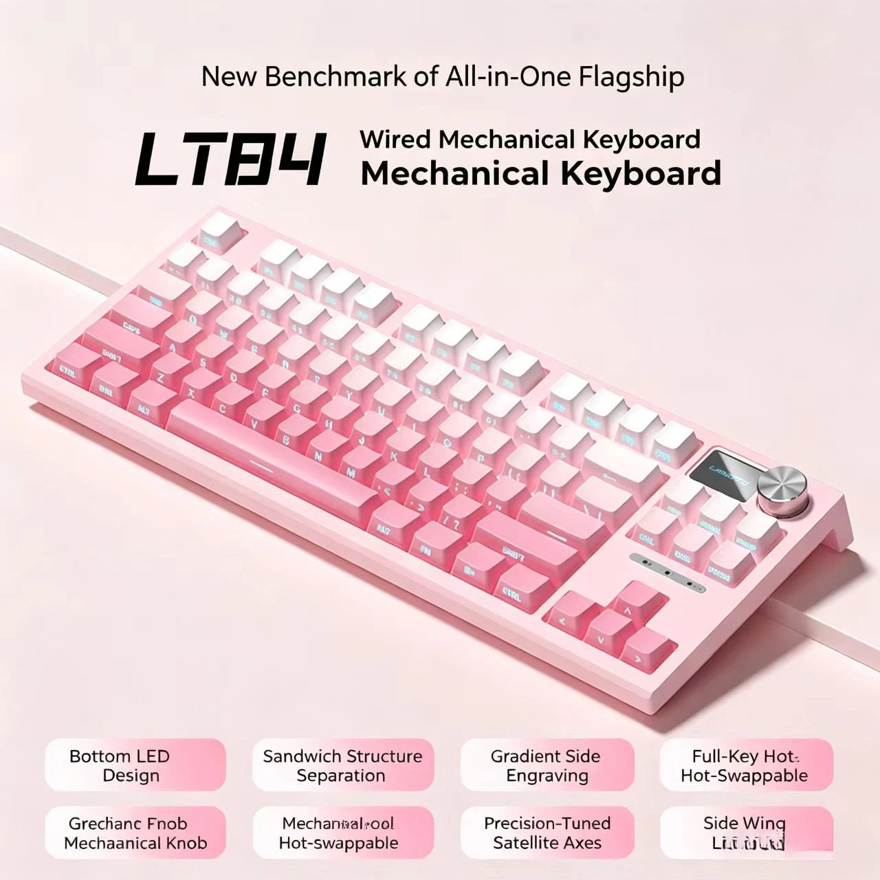 The New Hot-Selling EPOMAKER x AULA F75 75% ANSI Hot-Swappable Washer Bluetooth 5.0/2.4G Wireless/wired Mechanical Keyboard PBT