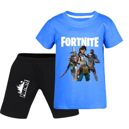 Fortnite Summer Kids Cartoon T-shirts Shorts Two-piece Set Baby Boys Tracksuit Girls Outfits 505