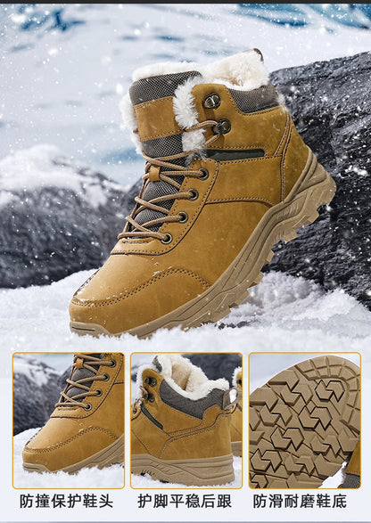 Herrenstiefel Neue Winterschuhe Warme Herrenschuhe Wasserdicht Rutschfest Plüsch-Sneaker Herren-Tennisschuhe Stiefel Herren-Sneaker Winter