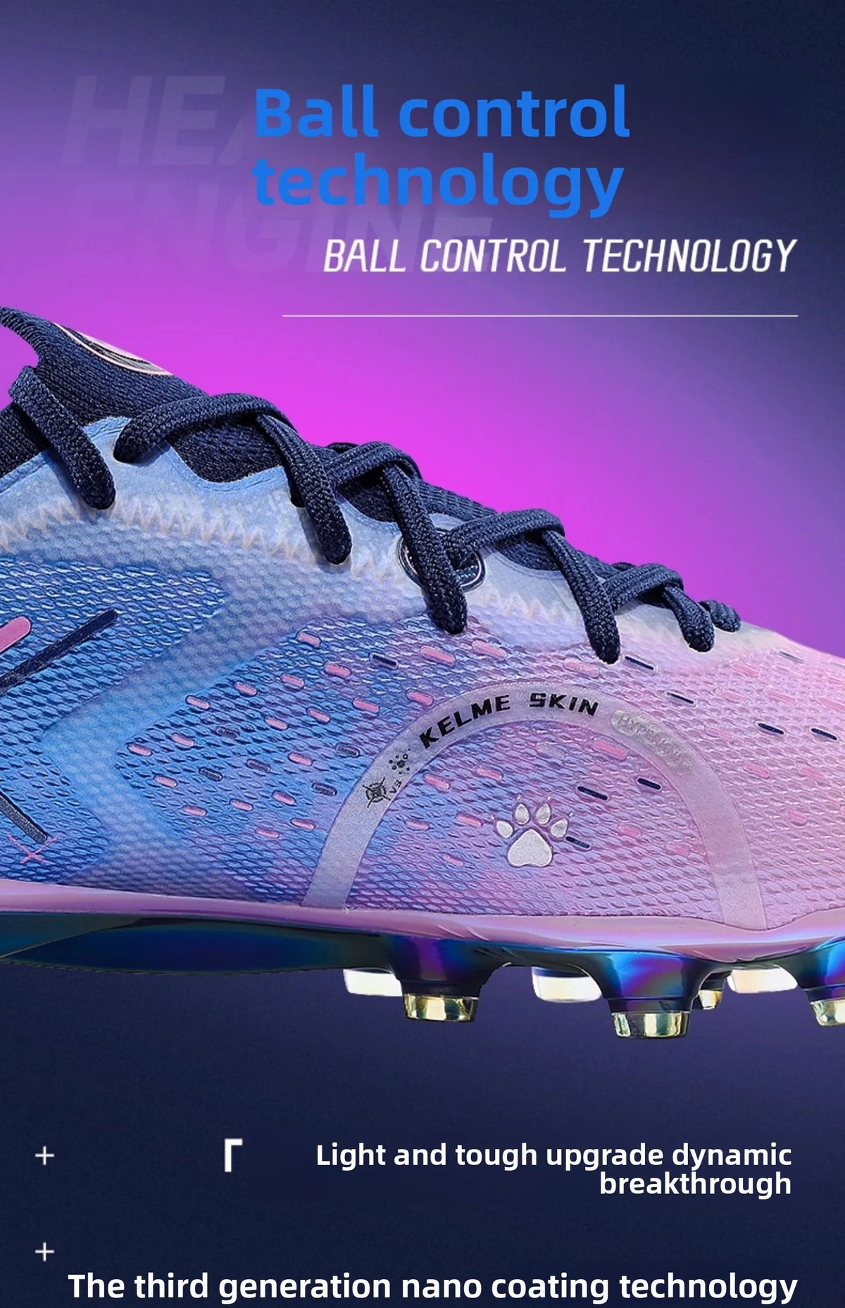 KELME FG profesionalni nogometni čevlji z dolgimi žeblji za naravno travo, profesionalni tekmovalni nogometni čevlji, protizdrsni nogometni čevlji za notranjo uporabo