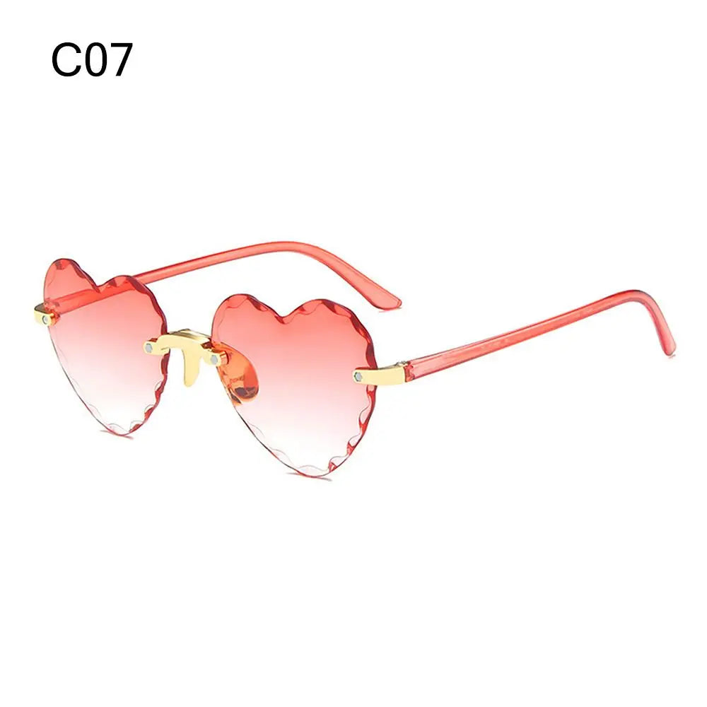 Heart Sunglasses Rimless Metal Frame Heart Shaped Sunglasses Gradient Lens Love Heart SunGlasses Women Eyewear UV400 Protection