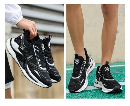 Chaussures de course légères et respirantes pour hommes, baskets à absorption des chocs Popcorn, chaussures de sport d'extérieur flexibles et antidérapantes, été automne