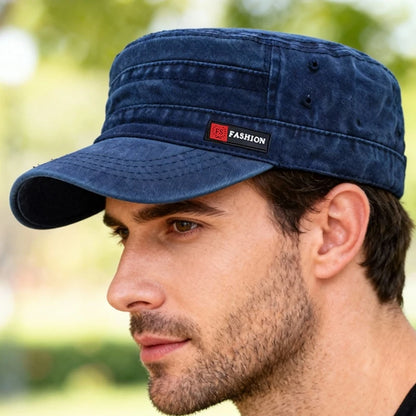 Casual Washed Cotton Flat Top Hat Adjustable Fisher Caps Men Women Cadet Military Cap Unique Design Vintage Cap Four Season ﻿